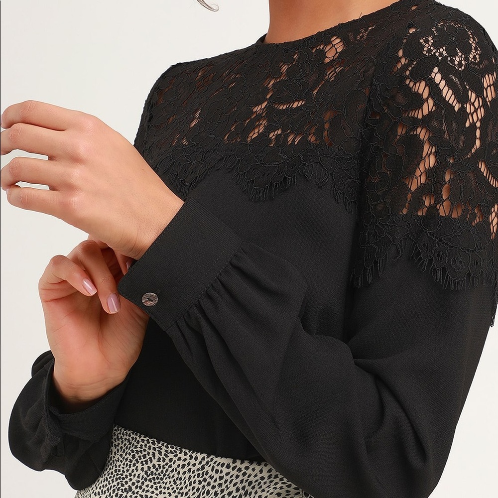 Lulus “Picture This Black Long Sleeve Lace Top”